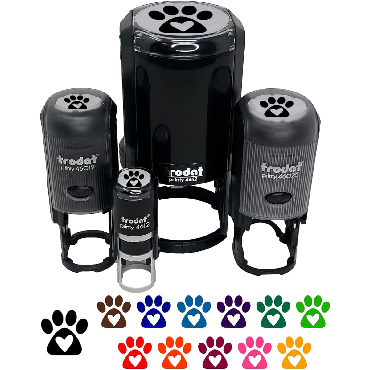 Paw Print Dog with Heart Self Inking Rubber Stamp for Stamping Stamps for Craft Planners - 1/2 Inch Mini - Sky Blue Ink