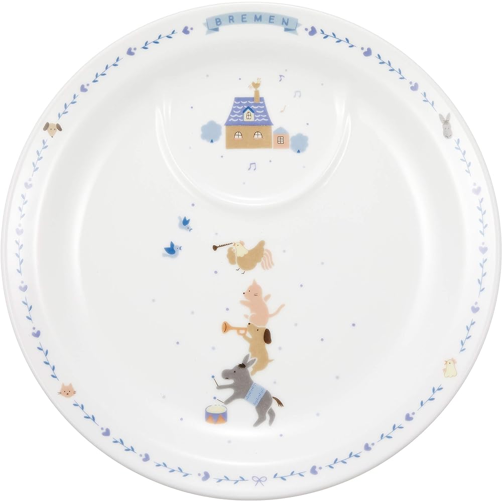 NARUMI Children's Tableware Set, Bremen Blue, 4 Piece Set, Easy to Scoop Tableware, Baby Shower, First Meal, Baby Food, Gift, Oven, Microwave, Dishwasher Safe, Made in Japan, 7980-33139