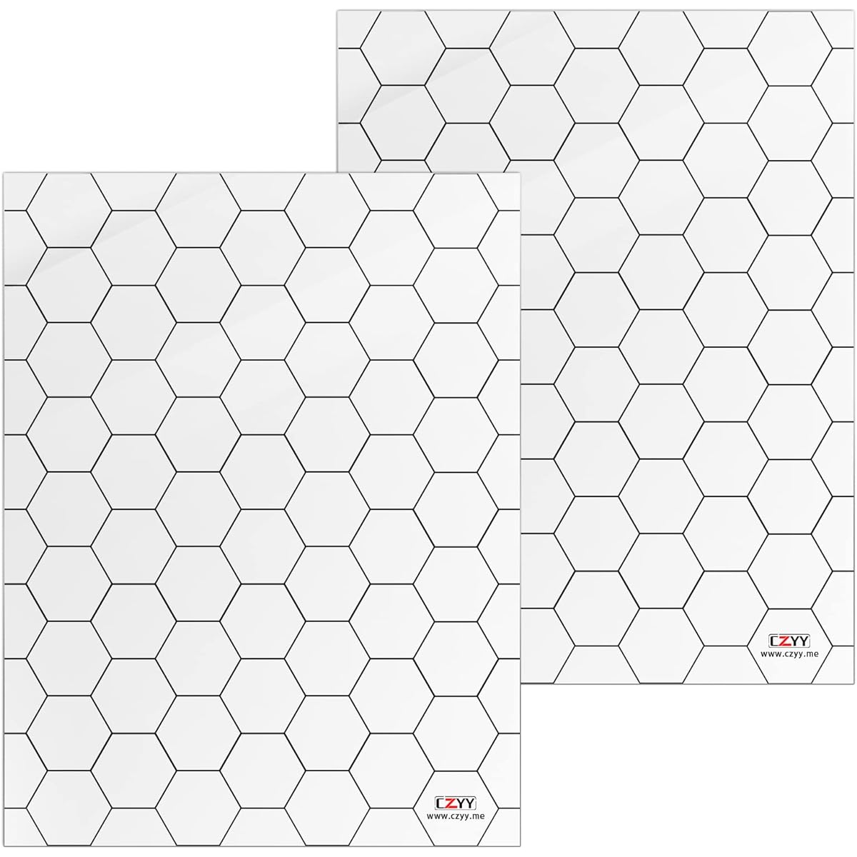 CZYY Acrylic Game Mat 1" Hex Grid Overlay Set of 2 7" x 8" Battle Map Boards Clear & Durable Perfect for Dungeons & Dragons, Pathfinder and Other Tabletop RPGs