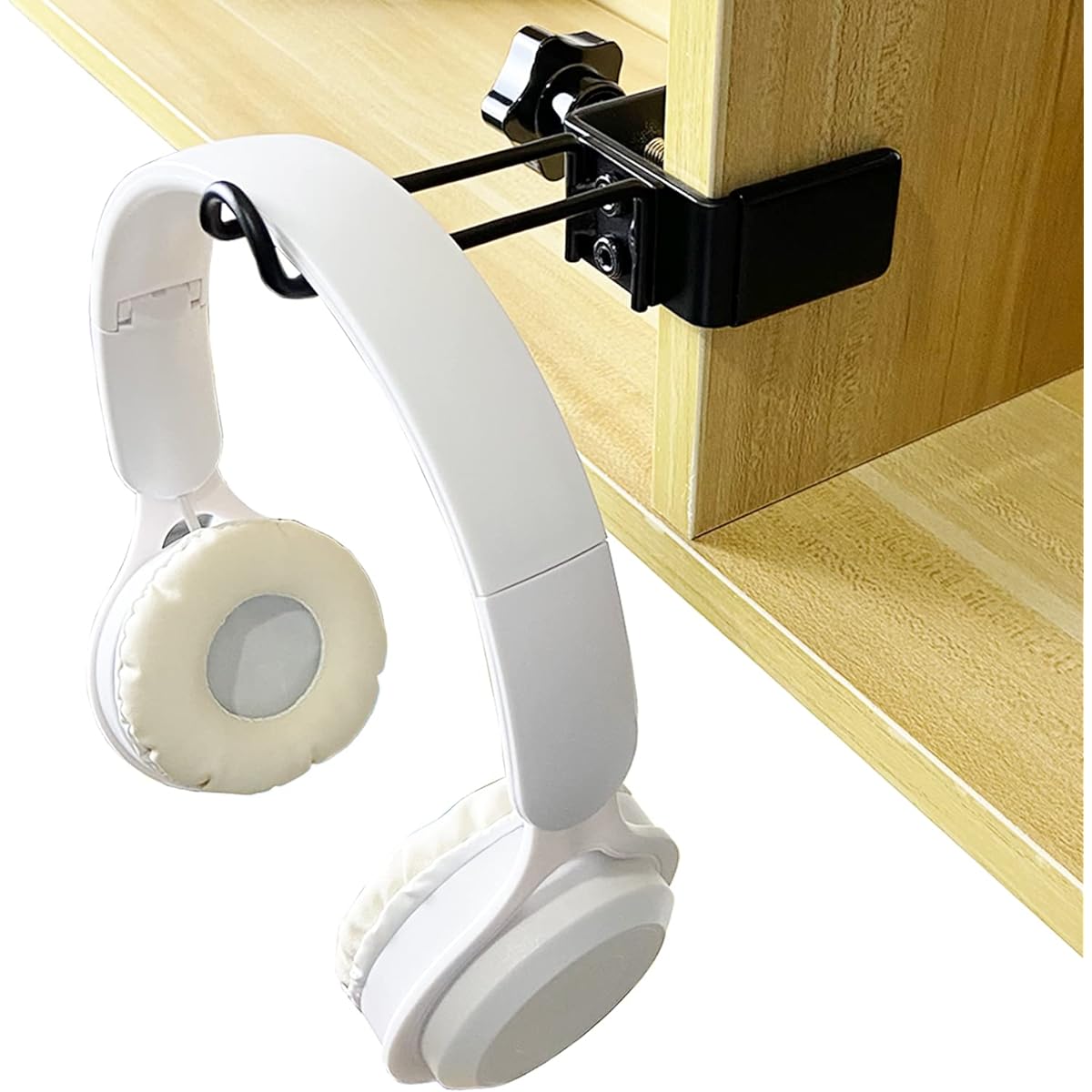 Fabias Headphone Hanger Headset Hook with Adjustable Clamp Under Desk, Horizontal or Vertical Mount, Pack of 1 Black