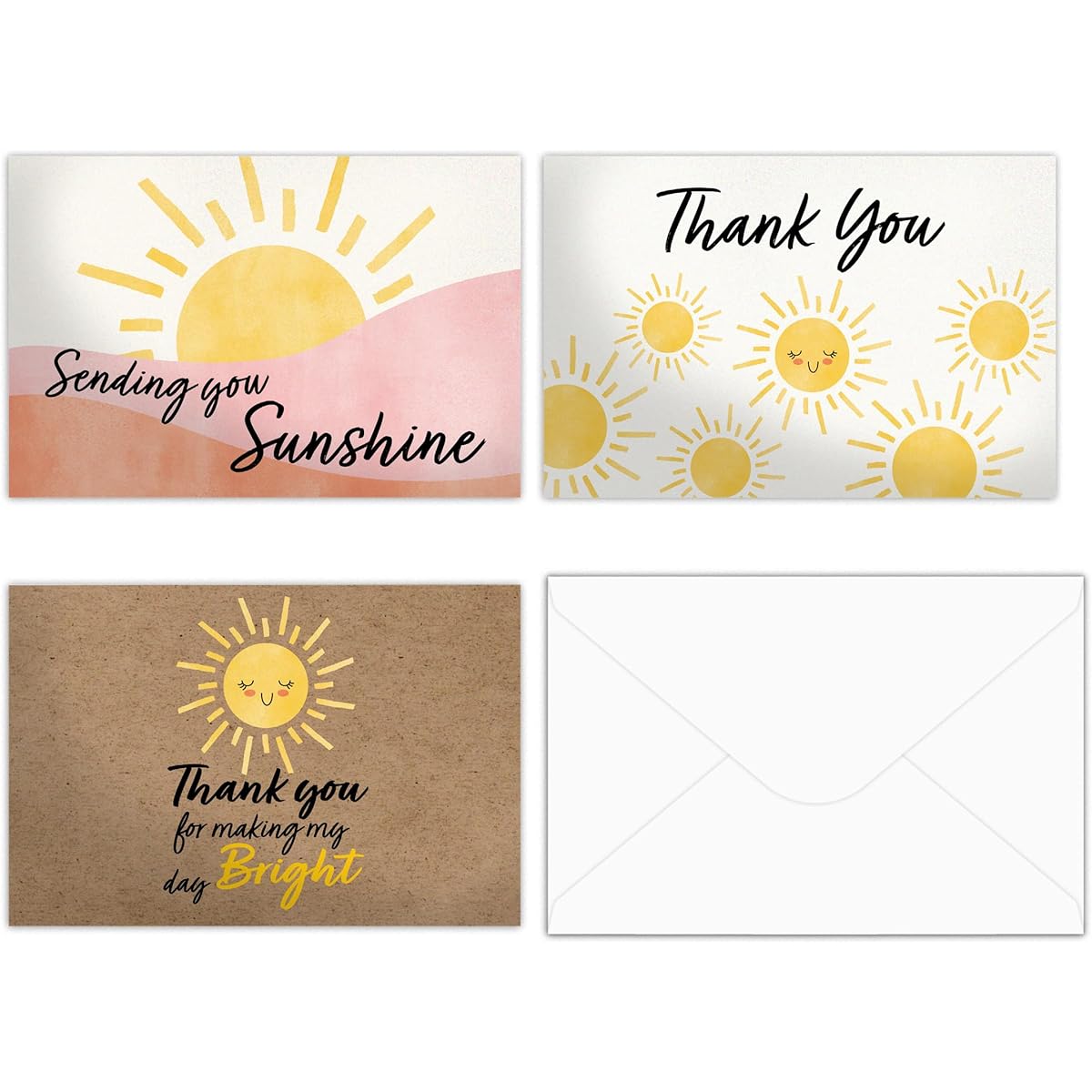 Pro Supply Global Sunshine Thank You Cards with Envelopes, 24 Assorted