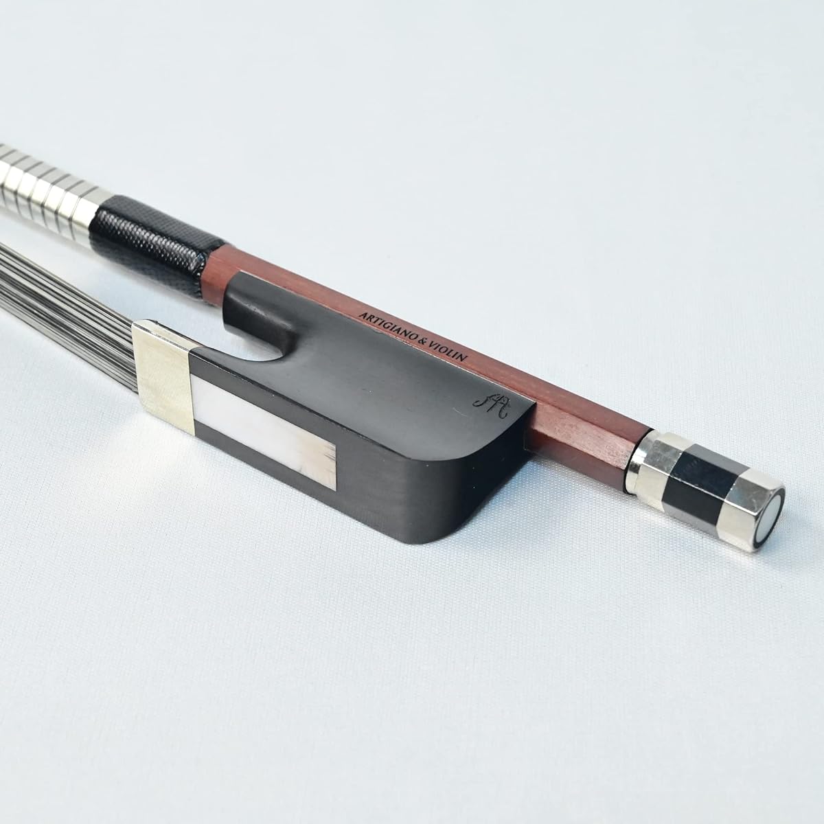 ARTIGIANO&VIOLIN Ebony Frog IPE Double Bass Bow Square Bow Black and White Mixed Hair French Style AT-055