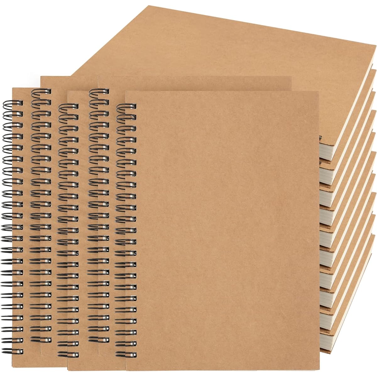 SOUJAP A5 Spiral Notebook 20 Pack Blank Kraft Spiral Sketch Notebook Journal Bulk Buy Unlined Spiral Notebook for Drawing/Art/Memo/Diary/Office 60 Sheets/120 Pages