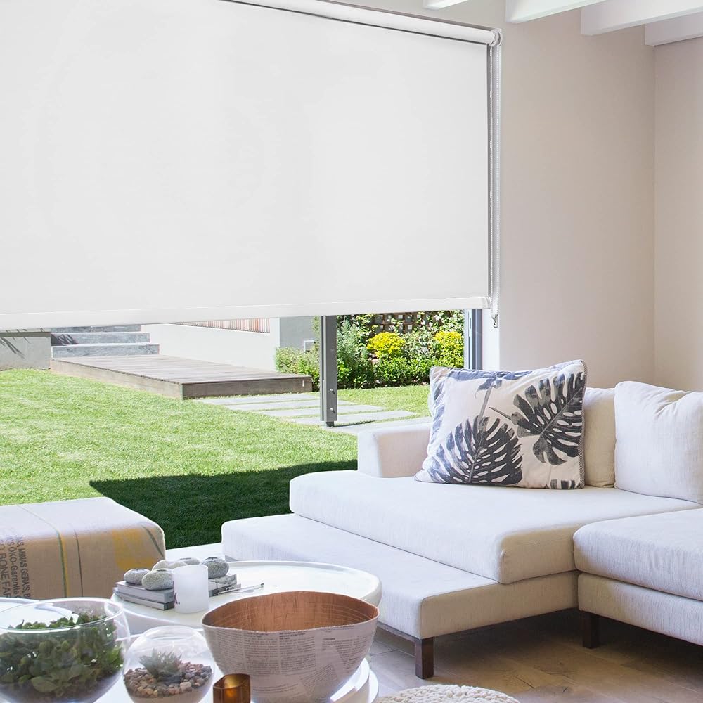 Deconovo Roll Screen, Tension Type, Roll Curtain, Class 1 Light Blocking, UV Protection, No Drilling Required, Easy to Install, Blindfold, Insulation, Cold Protection, Width 80cm Length 220cm, White