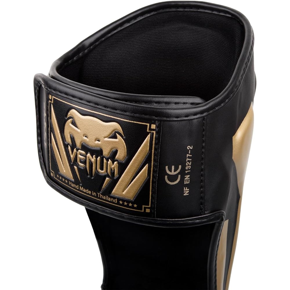 VENUM Leg Guard ELITE SHIN GUARDS (Black x Gold) VENUM-1394-126 // Legs Kickboxing Martial Arts Armor Protector