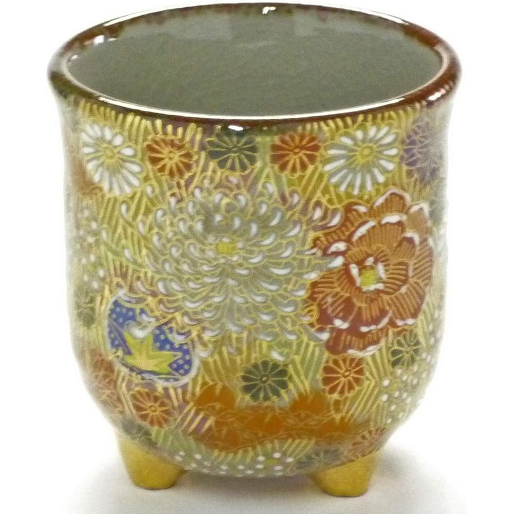 Kutani ware [Three-legged teacup] Kaga's lords and princesses Kibun (Kinhanazume)