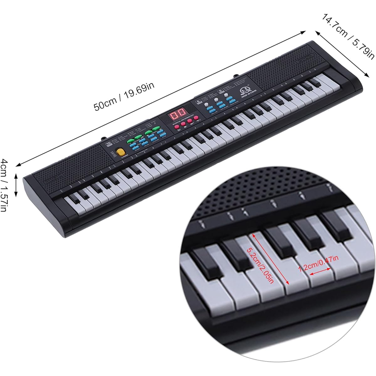 61 Key Piano Portable Electronic Keyboard Musical Instrument for Beginners Black