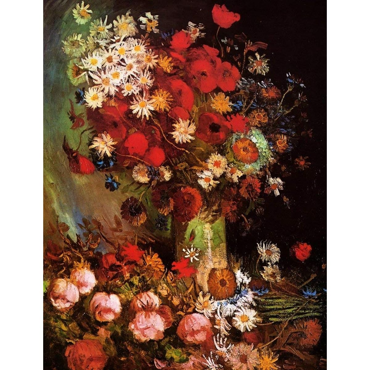 Nautilus Wooden Puzzles Van Gogh Wooden Puzzle for Adults - Poppies, Cornflowers, Peony and Chrysanthemums in Vase - 120 Pieces