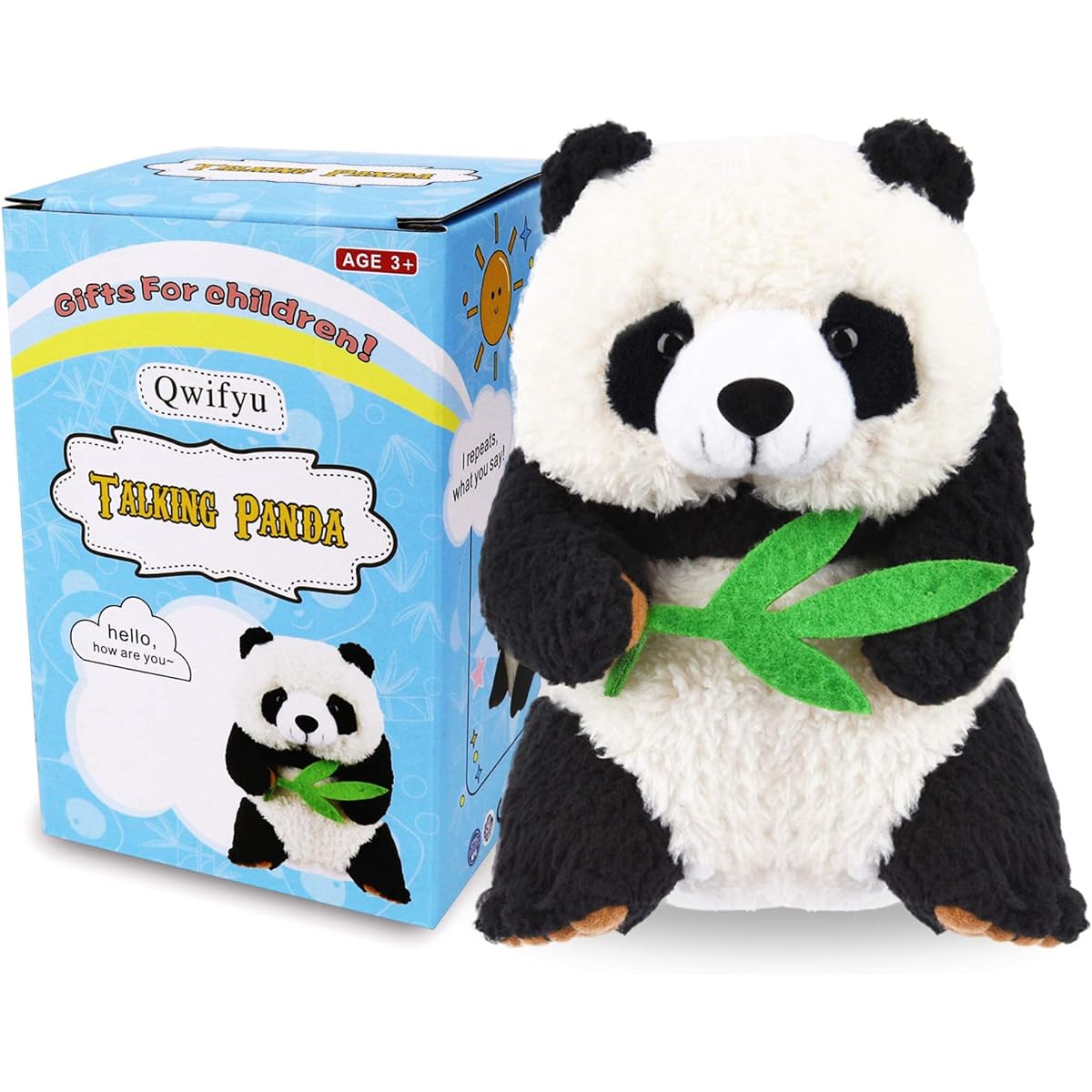 APUPPY Talking Panda "Repeats What You Say" Stuffed Animal Toy Buddy Panda for Boys and Girls Kids Gift