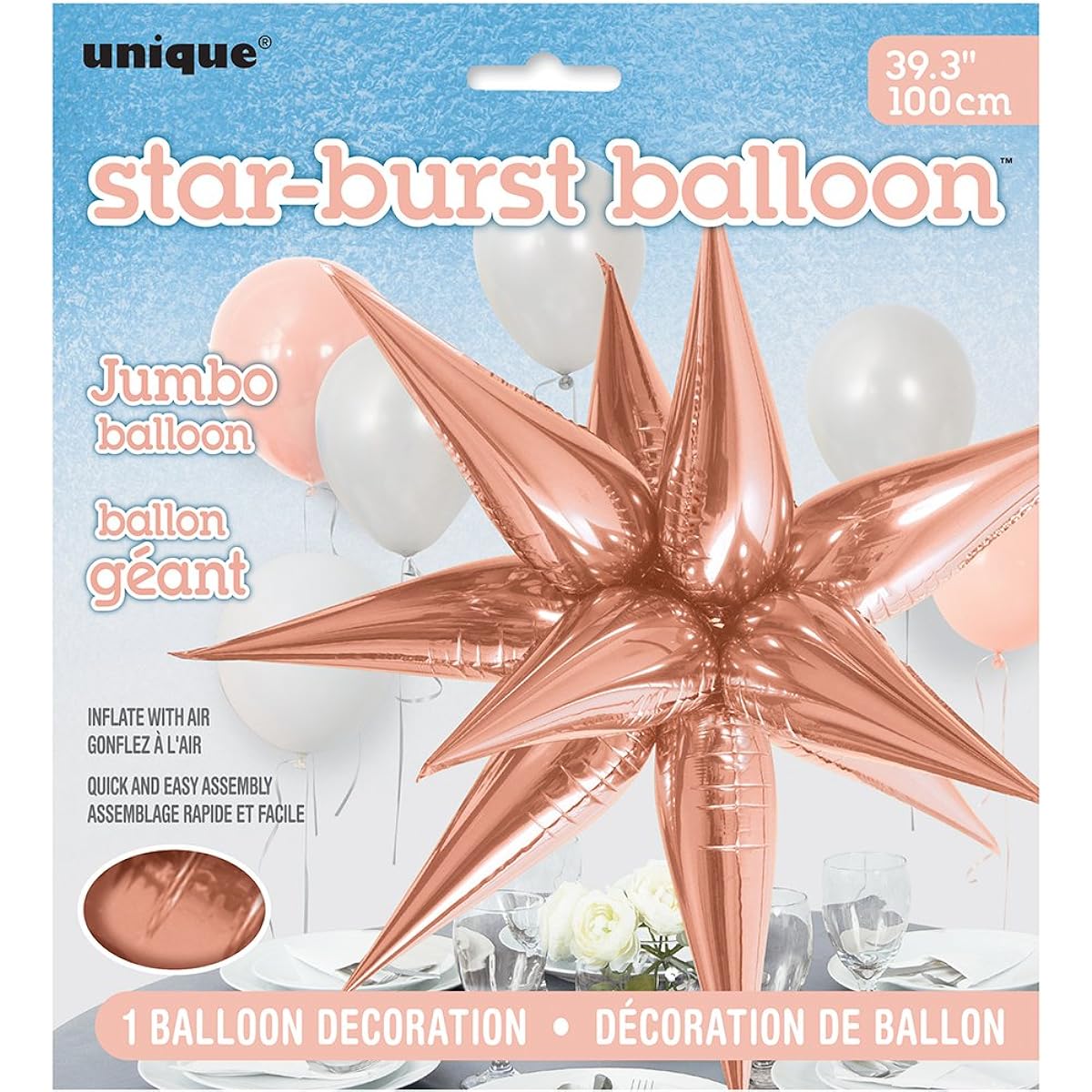 Jumbo Foil 12 Point Rose Gold Star Balloon