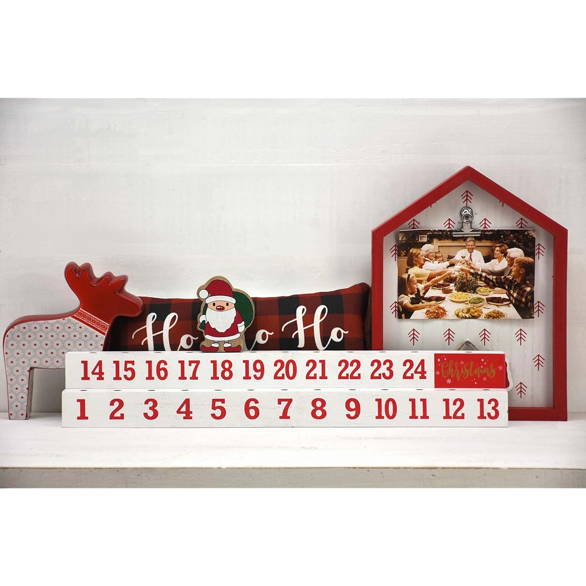 Paris Loft Christmas Countdown Sign, Countdown Calendar, Wooden Christmas Tabletop Decor, Advent Calendar with Santa