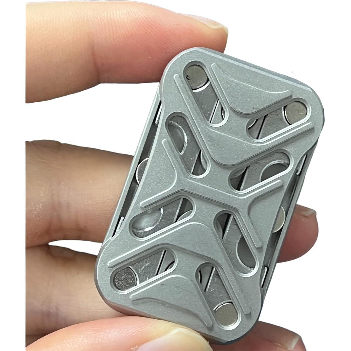 Fashion Stainless Steel Fidget Slider Creative and Unique EDC Fidget Toys for Stress Relief, Time Killer, Adult Fingertip Slider Sensory Toys for Improving Bad Habits (Silver)