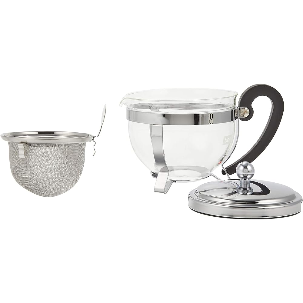 BODUM Teapot Tea Maker CHAMBORD Teapot 500ml Silver Black Tea Green Tea Chinese Tea Herbal Tea Fruit Tea Stainless Filter Glass Beaker Dishwasher Safe [Genuine Product] 12030-16