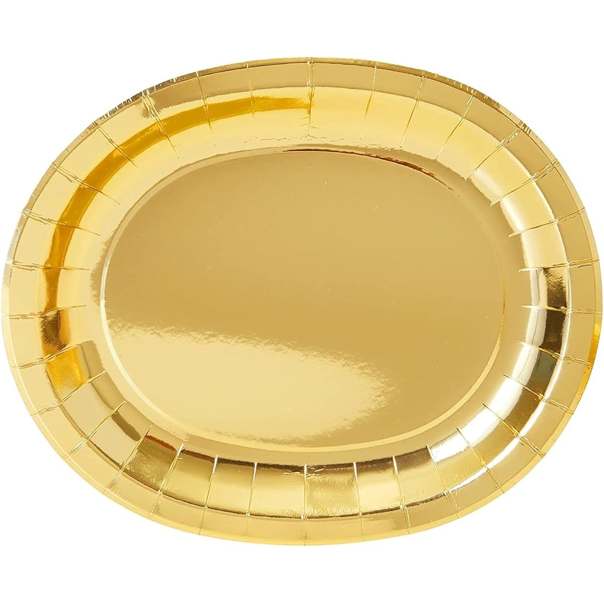 Oval Serving Platters for Parties Gold Foil Paper Trays (12.5 x 10 Inch, 48 Pack)