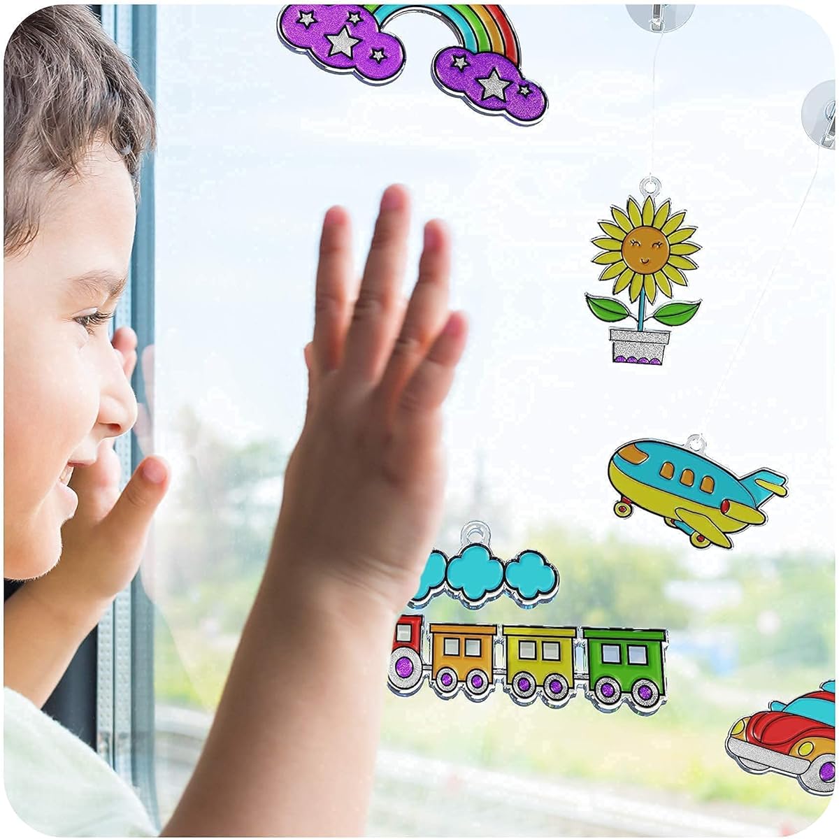 Window Art Painting Kit for Kids - Arts and Crafts for Girls & Boys Ages 6-12 - Craft Kit Art Set - Sun Catcher Tools - Best Painting Gifts Kids Activity Ideas Ages 6 7 8 9 10