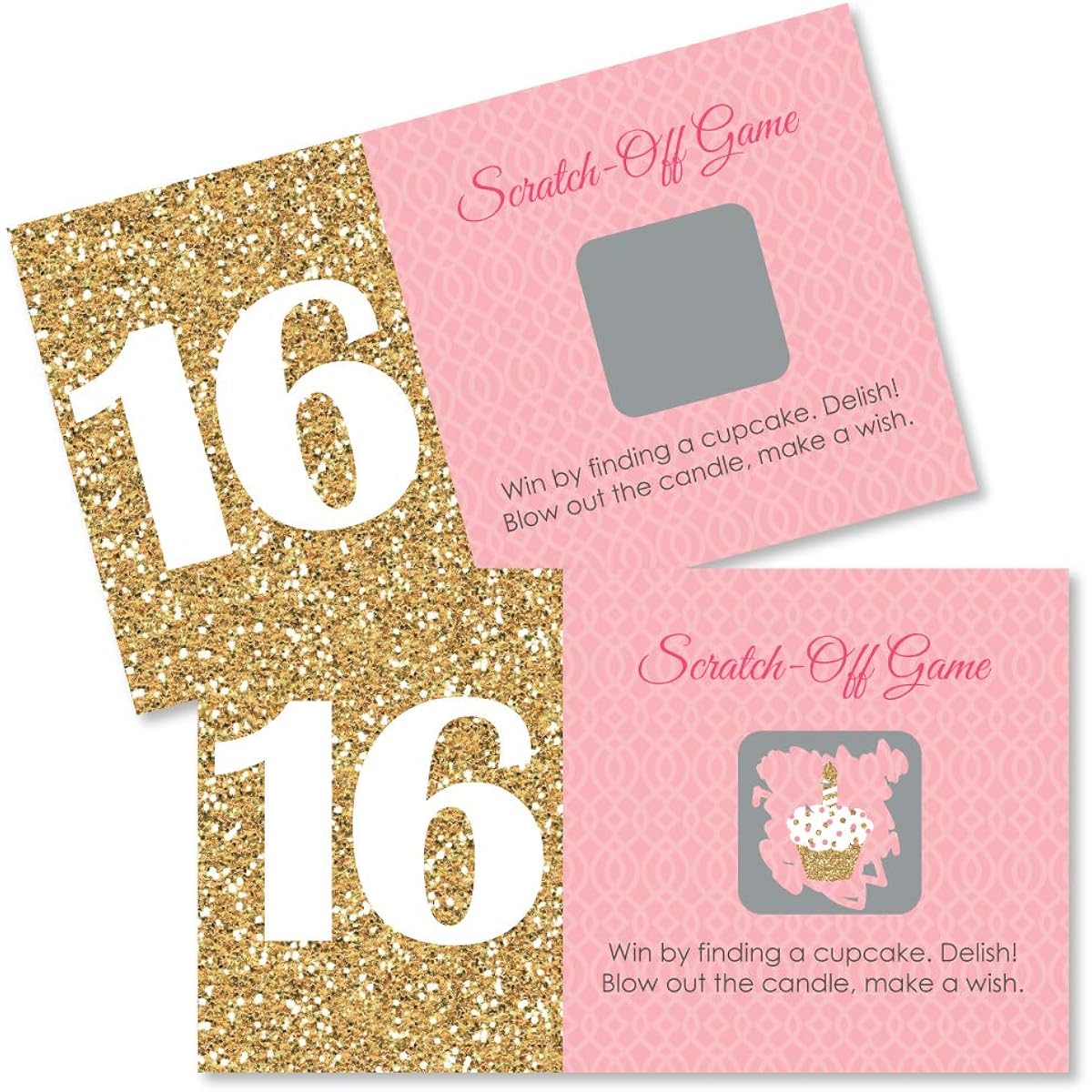 Big Dot of Happiness Sweet 16th Birthday Party Game Scratch Off Cards - 22 Cards