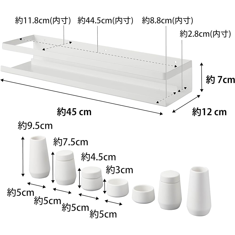 Yamazaki Jitsugyo [Gypsum Board Tweezers and Wood Screws Included] Compatible with Gypsum Board Walls, Shinto Altar, Shinto Tools Set, White Shinto Altar: Approx. W45 x D12 x H7cm, Tower, Bill Holder, Mounted with Gypsum Pins, Ceramic Shinto Altar + Shin