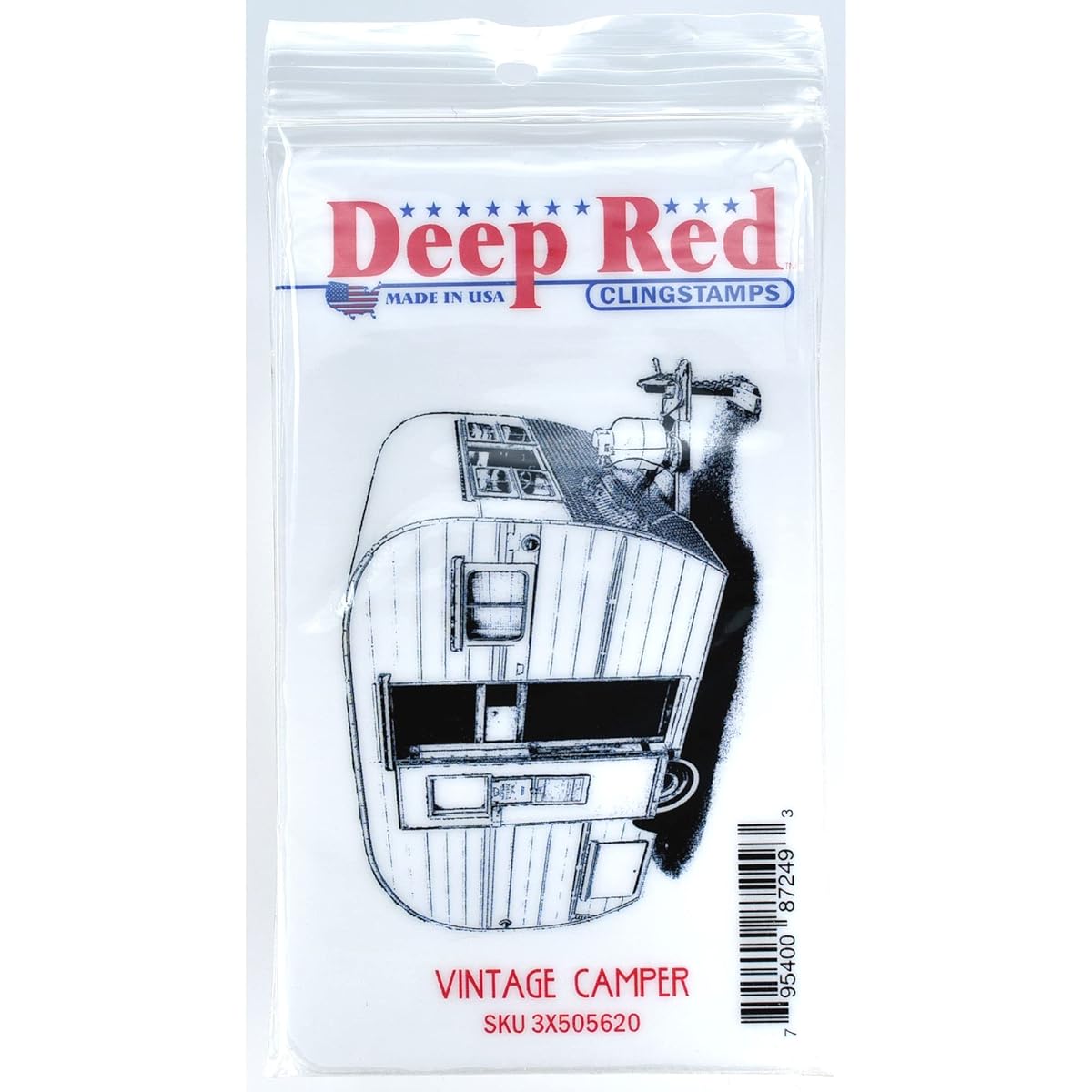 Deep Red Cling Stamp 3"X2.2"-Vintage Camper