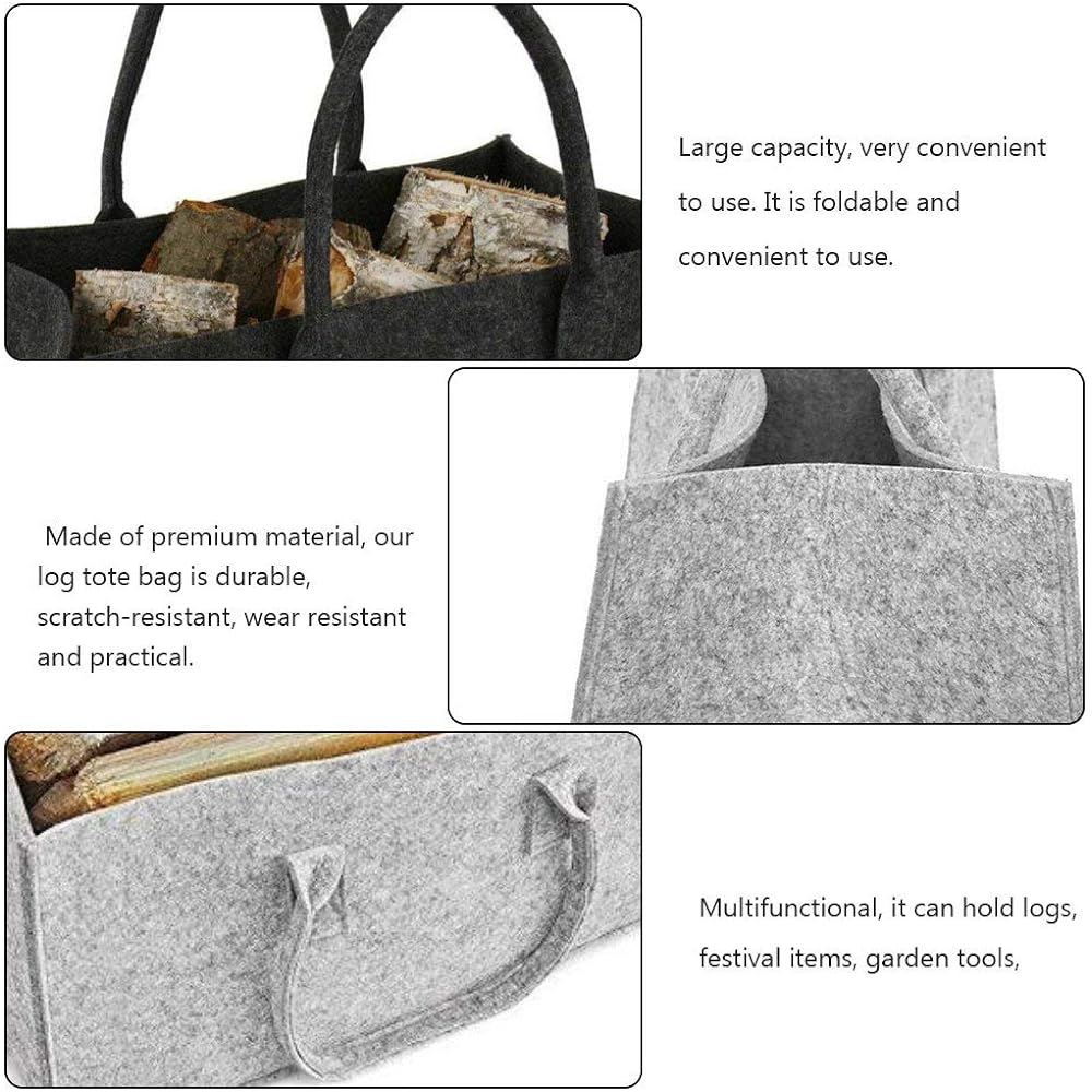 LIOOBO Firewood Tote Bag Firewood Bag Firewood Case Multifunctional 45x27x26cm Firewood Log Carrier Match Storage Bag Outdoor Camping (Random Color)