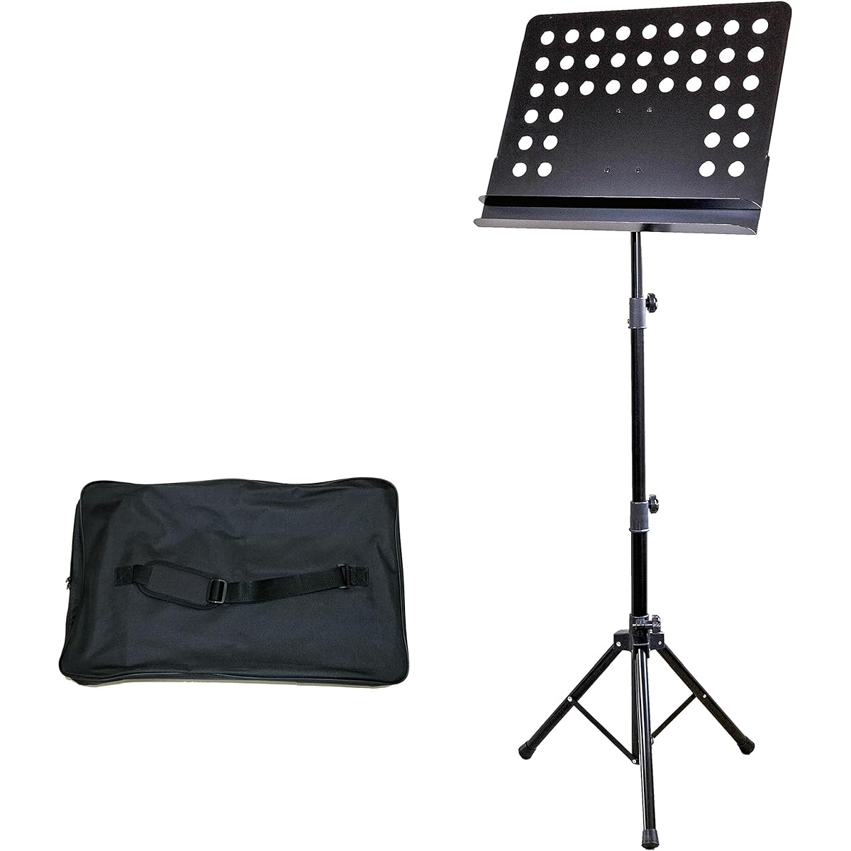 [Set sale] Cosmo M・S Techno Aluminum folding leg music stand (with holes/double) F50CHW Soft case B1A set