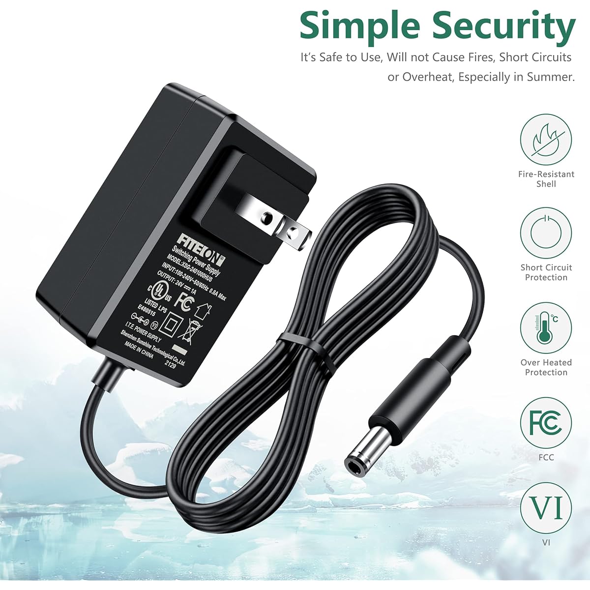 FITE ON AC Adapter Replacement Geek Aire CF1 CF1SE Rechargeable Outdoor High Speed Floor Fan 12" 12" Portable 12000mAh Battery Operated GeekAire CF-1 ACT-240150 TP04-240150U Charger