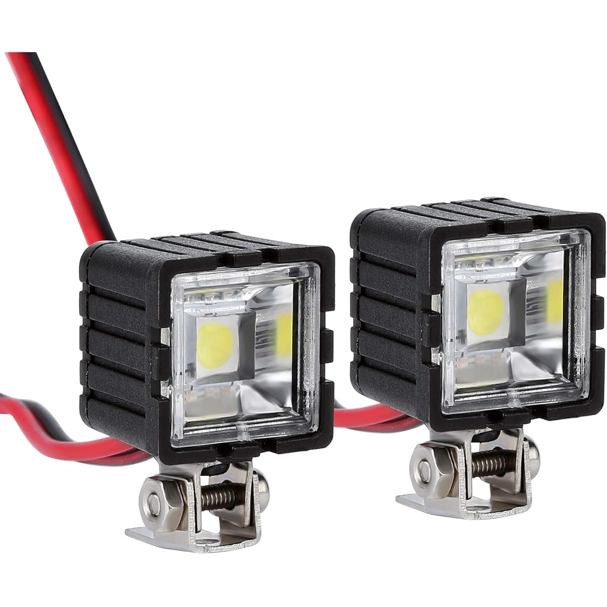 INJORA RC Headlights RC Car LED Lights RC Spotlights for 1:10 RC Crawler Axial TRX4 TRX6 SCX10 90046 Wraith RR10 MST Redcat (Square)