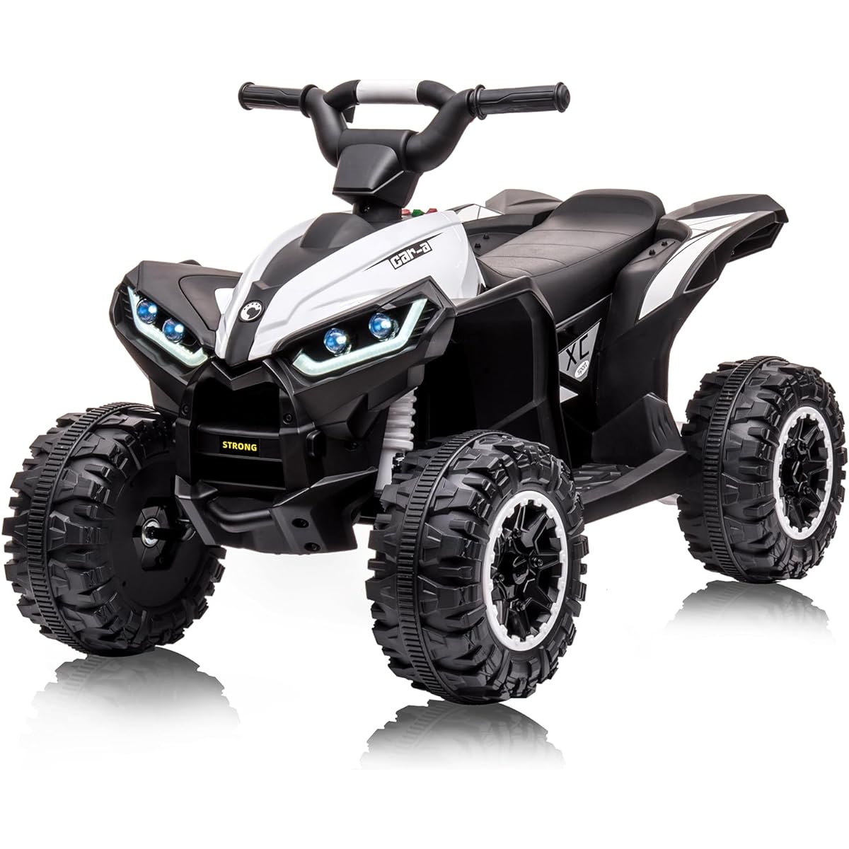 ACONEE Kids ATV 12V 4 Wheeler Battery Operated Quad Toy with Music Horn High and Low Speed LED Light Electric Ride-On Toy Soft Start Boys Girls Gift Ride (White)