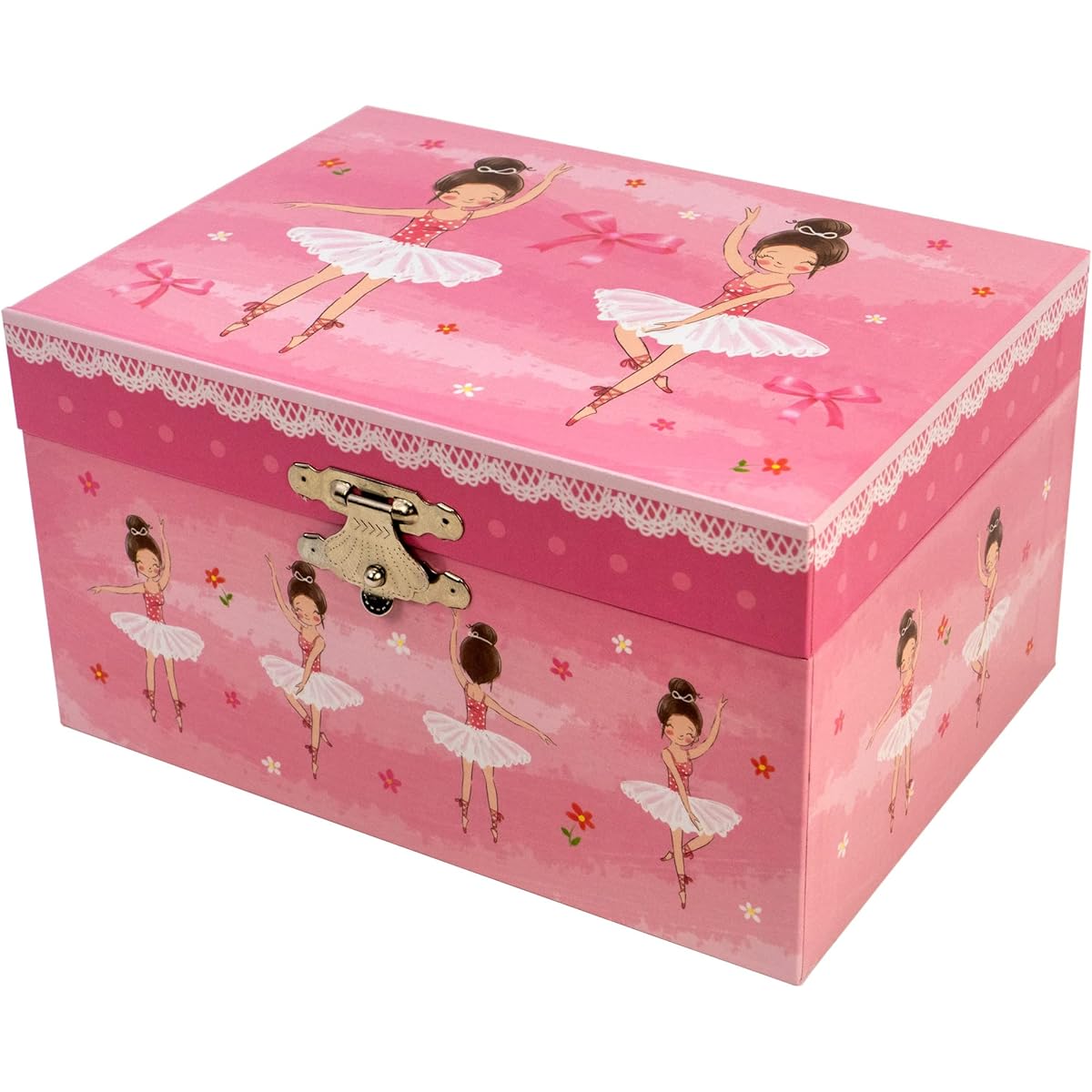 Ballet Dancing Keepsake Musical Jewelry Box Silver Color Ballerina Necklace