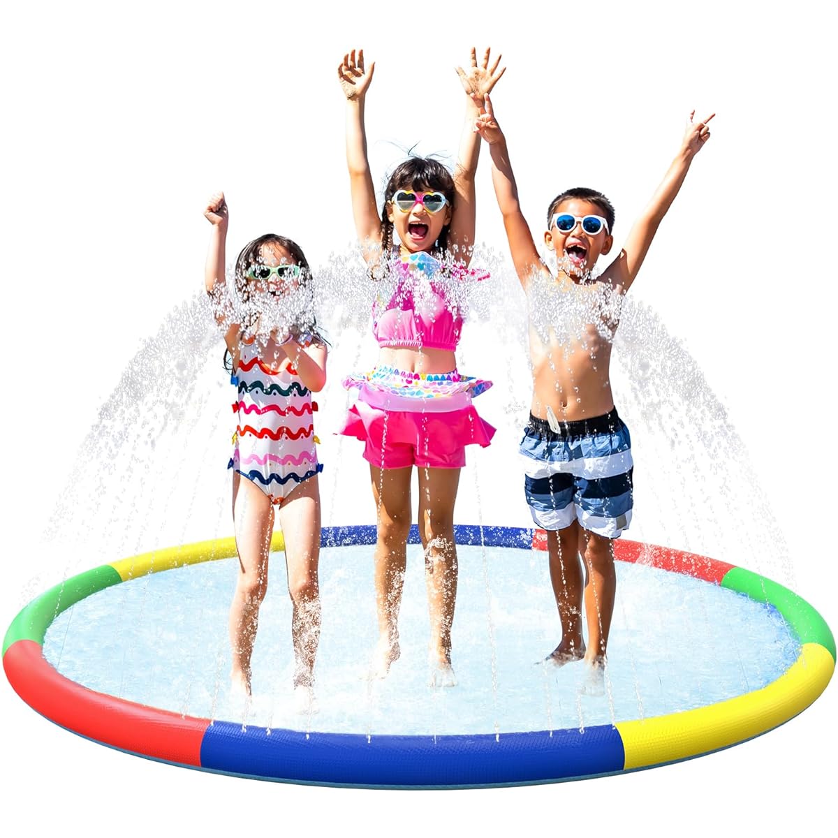 ODOSOLA 59 Inch Splash Pad for Kids Ages 4-8 Anti-Slip Toddler Sprinkler Oversized Kids Sprinkler for Garden Heavy Duty Kids Pool Water Toy for Outdoor Family/Friends/Summer Fun