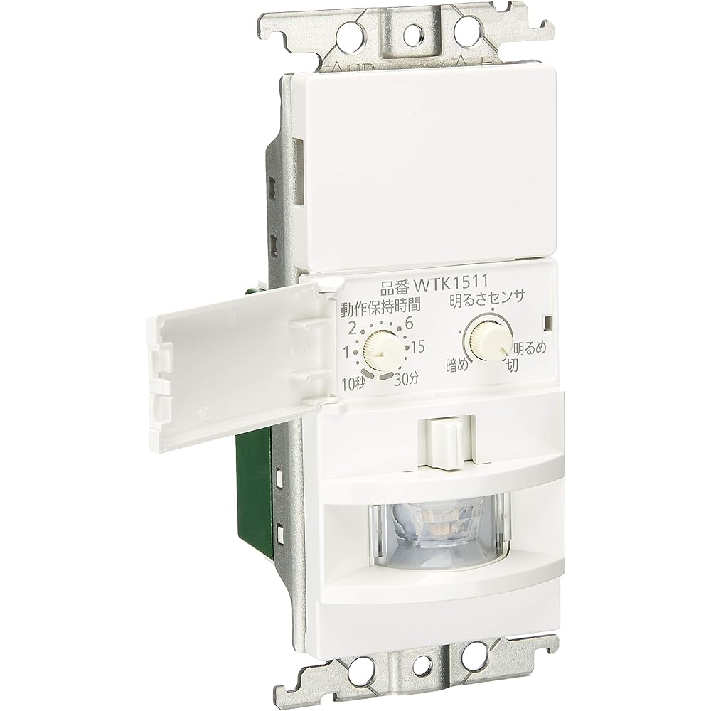 Panasonic Automatic Switch with Heat Sensor, Wall Mounted, Cosmo Series, Wide 21, 2-Wire Type, Single Cut LED Only (Brightness Sensor, Manual Switch Included), White WTK1511W