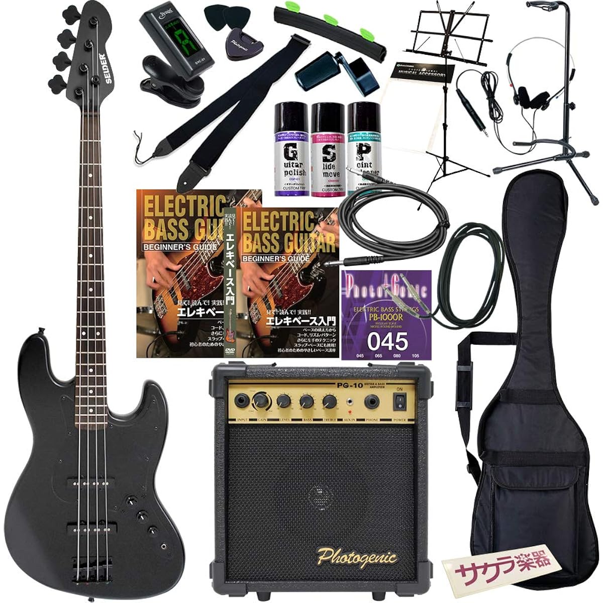 SELDER Bass Jazz Bass Type JBC-04/BB Beginner 20-piece Set