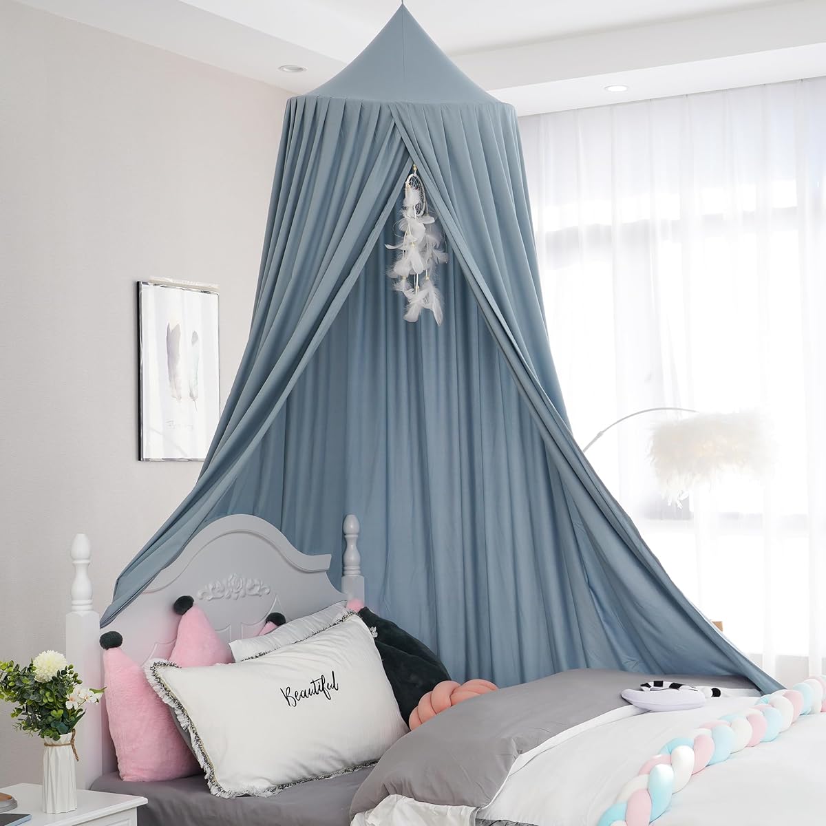 VuyQi Aoqus Extra Large Kids Bed Canopy with Princess Cute Dome Crib, Canopy for Kids Room, Girls Bed Canopy, Girls Room Decor, Kids Bed Tent, Boys Reading Canopy, Play, Hanging Canopy