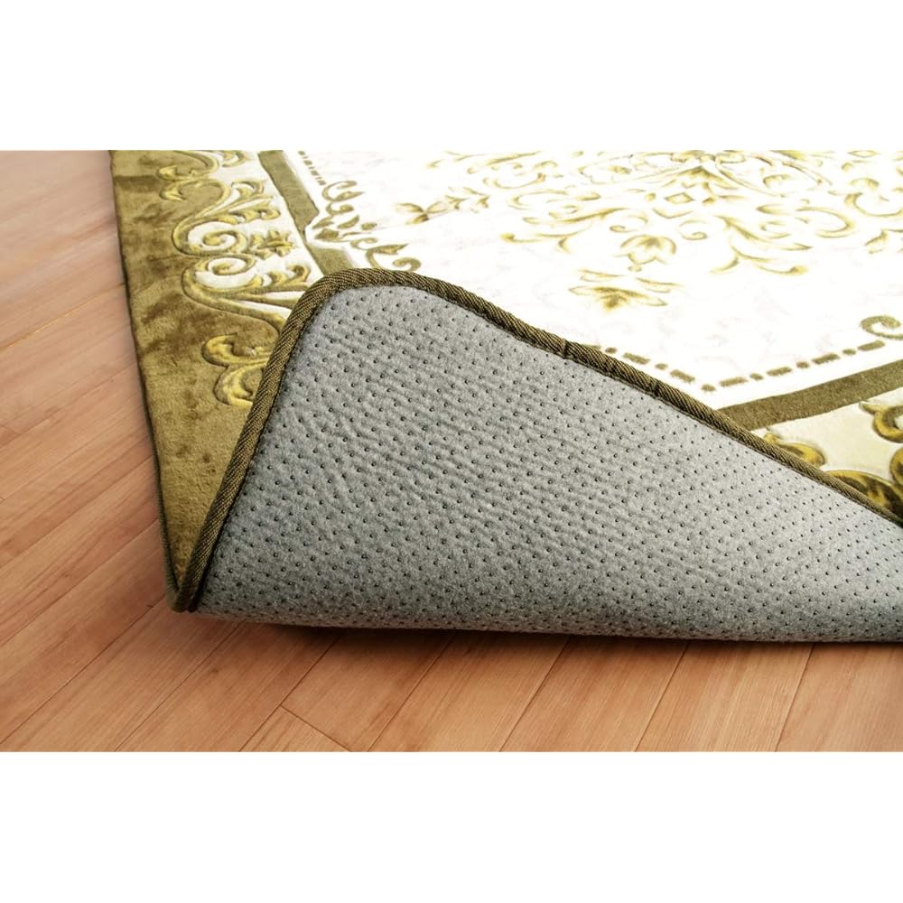 Ikehiko Rug Carpet 4 Tatami Volume Type Dynasty Pattern "Charmant" Green Approx. 200 x 300cm (Inner Material: Urethane 15mm)