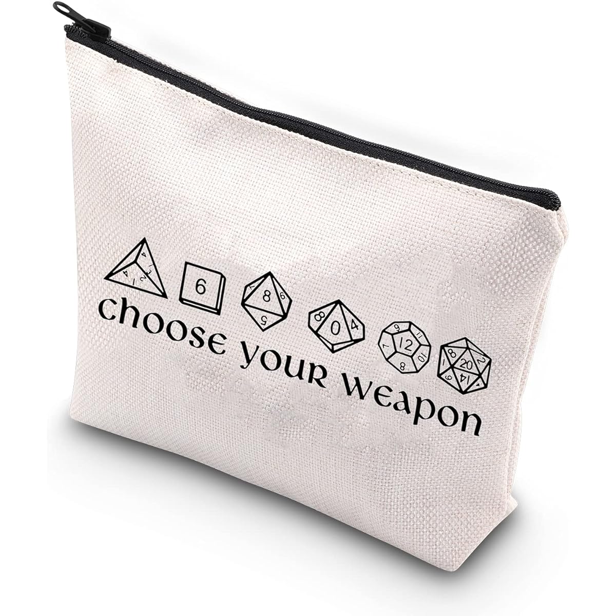 Dungeons & Dragons Gift Dungeons D20 Dice Makeup Bag Funny RPG Gamer Bag Travel Cosmetic Pouch DND Gift Girls Weapon Selection Makeup Bag DND Fan Cosmetic Bag, Choose Weapon DM,