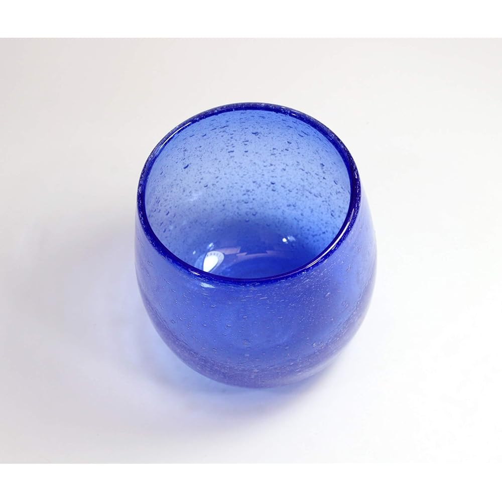 Minton Castle Enterprise New [Commercial Use Set] Instagrammable Tropical Style Bubbly Glass (Large) Blue Set of 6