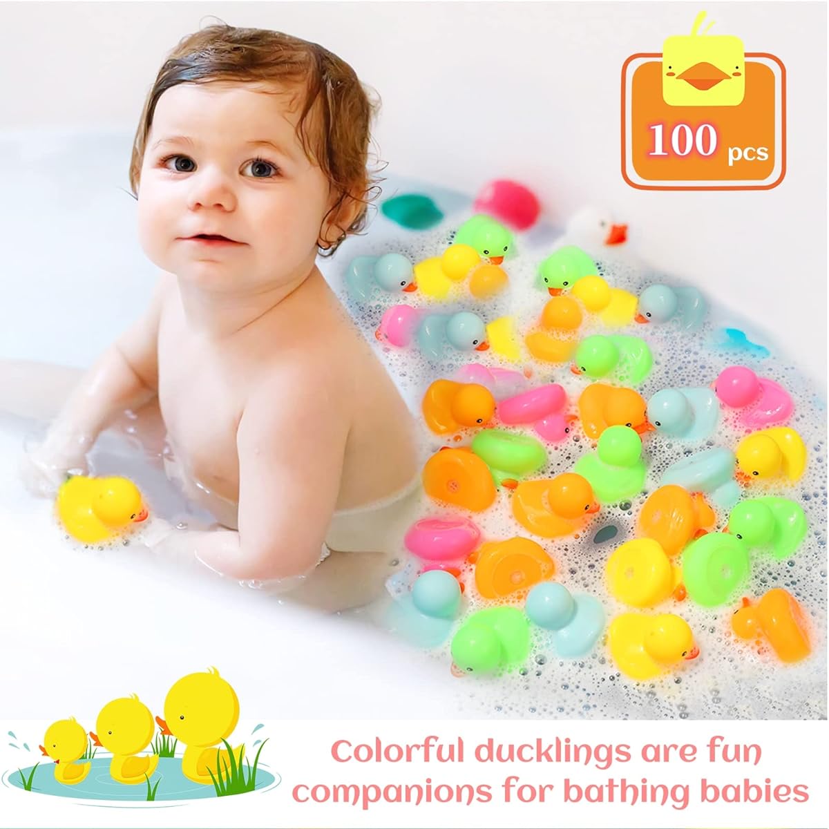Multicolor Mini Rubber Duck Bath Toys Pack of 100