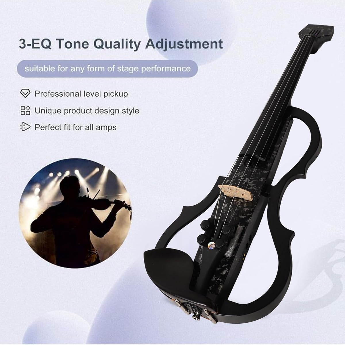 Silent electric violin, electric violin multi-function appearance wide range of uses (snowflake)