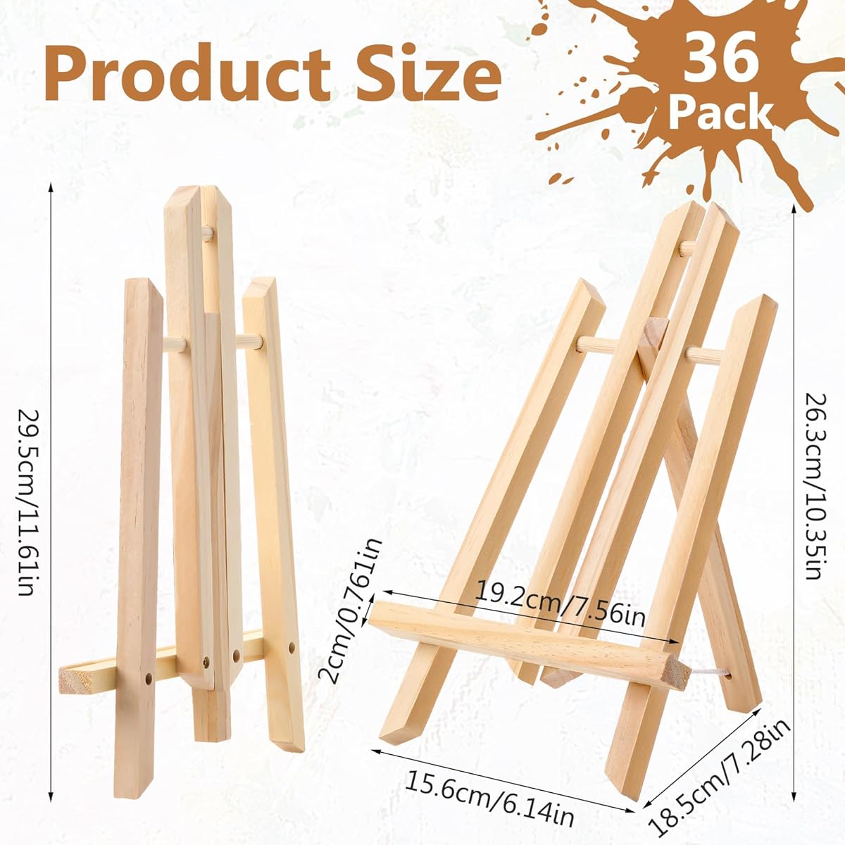 Fulmoon 36PCS Wooden Tabletop Easels 11.5 Inch Easel Stand for Painting Canvas, Portable A-Frame Tripod Display Easel Small Table Display Easel Canvas Stand for Kids Artists Adults Students Classroom