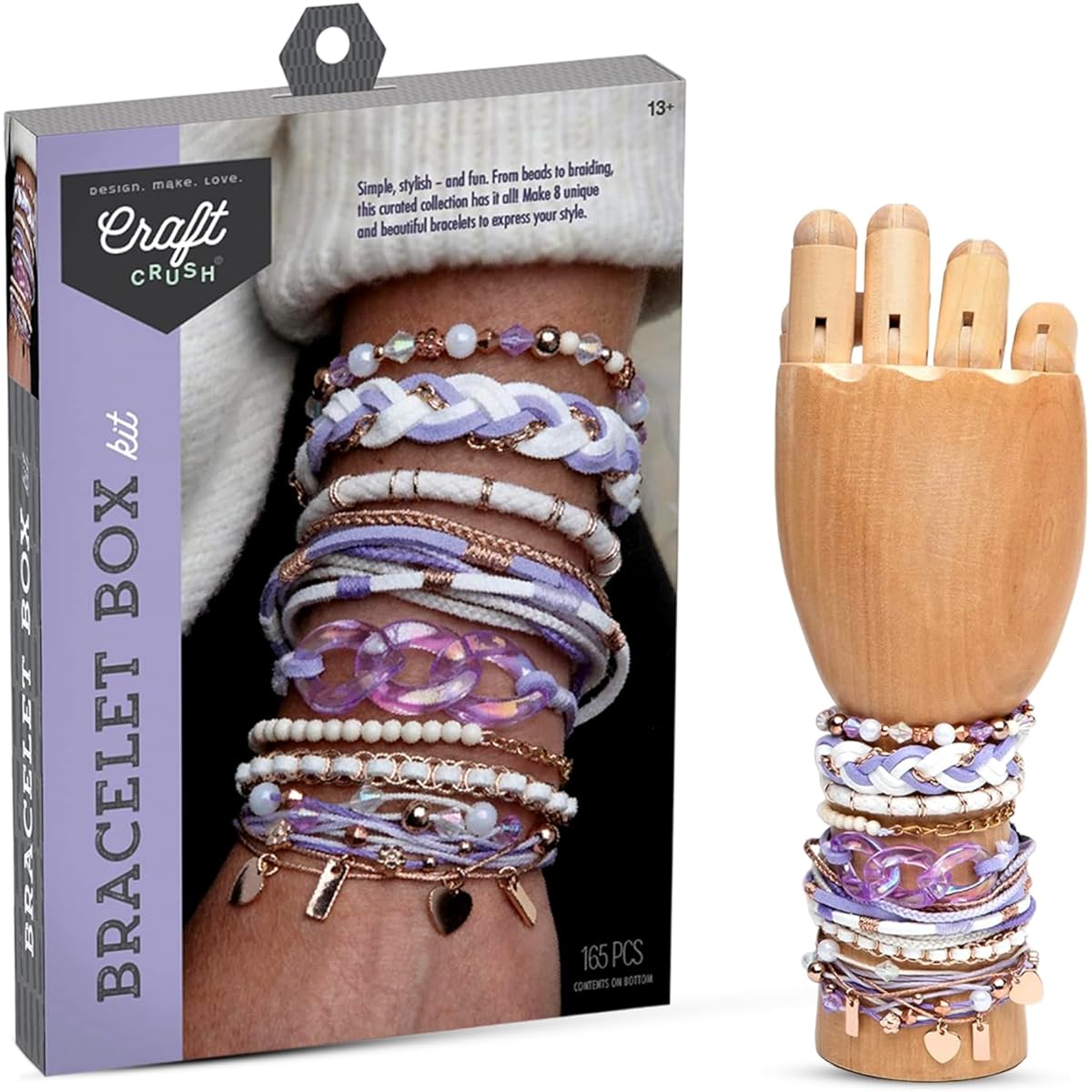 Craft Crush Bracelet Making Kit (Lilac) - Friendship Bracelet Maker Set - DIY Craft & Jewelry Making Kit for Kids, Teens, Tweens & Adults - 8 Bracelets