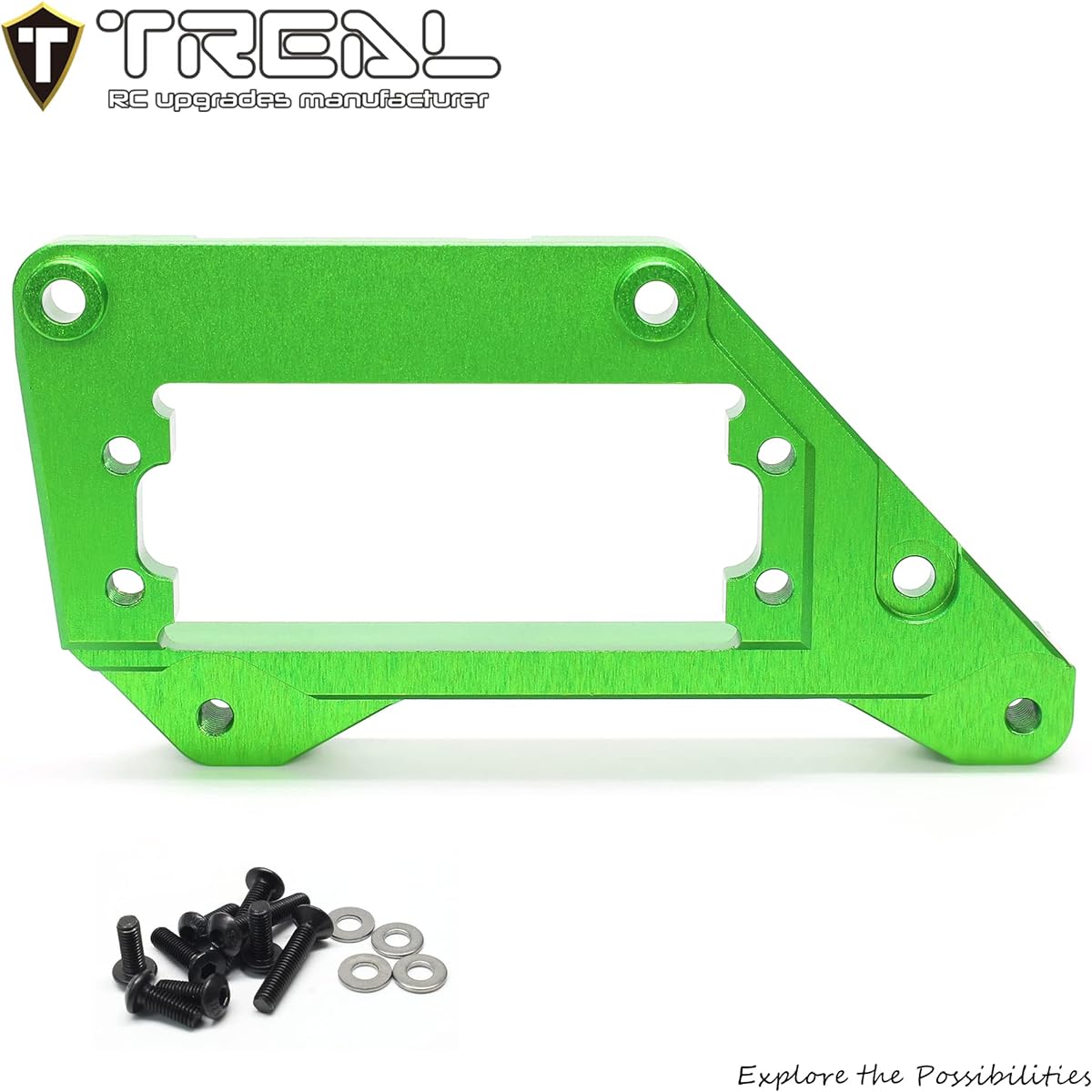 TREAL SCX10 Pro Front Servo Mount 4 Link Mount Aluminum 7075 Upgrade (Green)