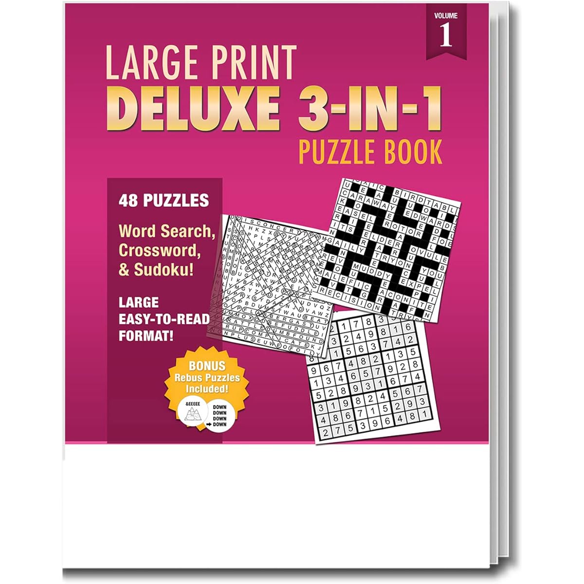 25 Pack: Large Print 3-in-1 Puzzle Book for Seniors Large Print Word Search Book for Adults Large Print Puzzle Book for Seniors 48 Word Search Crossword & Sudoku Puzzles