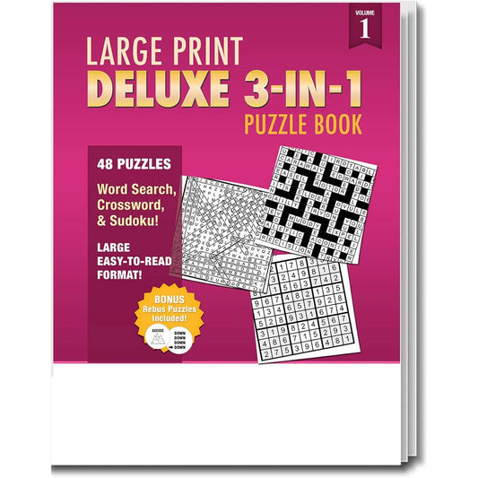 25 Pack: Large Print 3-in-1 Puzzle Book for Seniors Large Print Word Search Book for Adults Large Print Puzzle Book for Seniors 48 Word Search Crossword & Sudoku Puzzles
