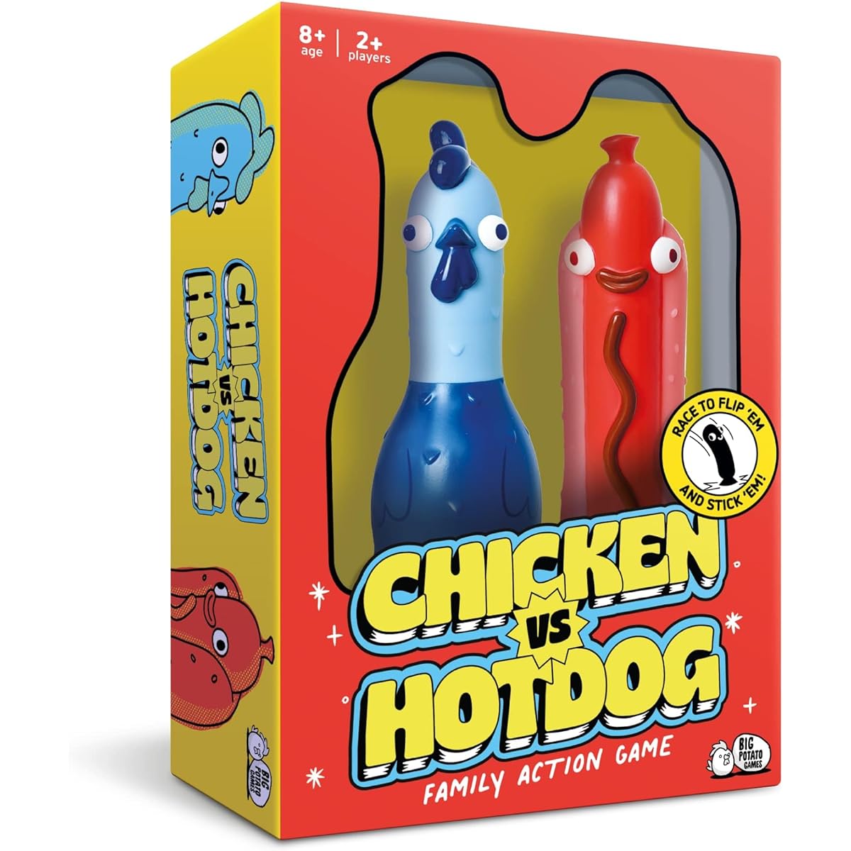 Big Potato Chicken vs Hotdog Ultimate Challenge Party Game Flip-Flop Family Game Night Board Game