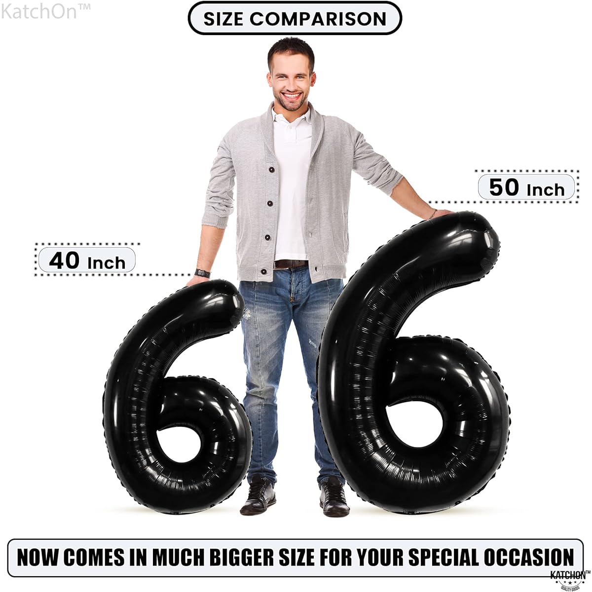 Number 6 Black Foil Balloon, 50 inch