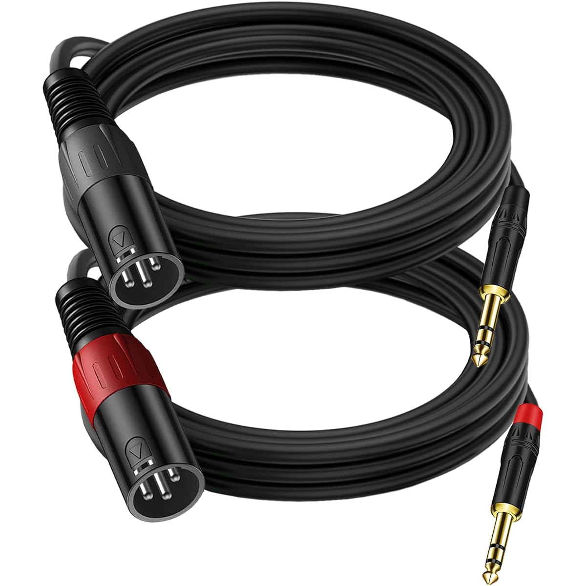 LanSenSu XLR to 1/4 TRS Stereo Adapter XLR Male to 1/4" (6.35mm) Stereo Balanced Microphone Stereo Audio Converter Adapter Cable 2 Pack (6.35mm to XLR Male to 6.5ft)