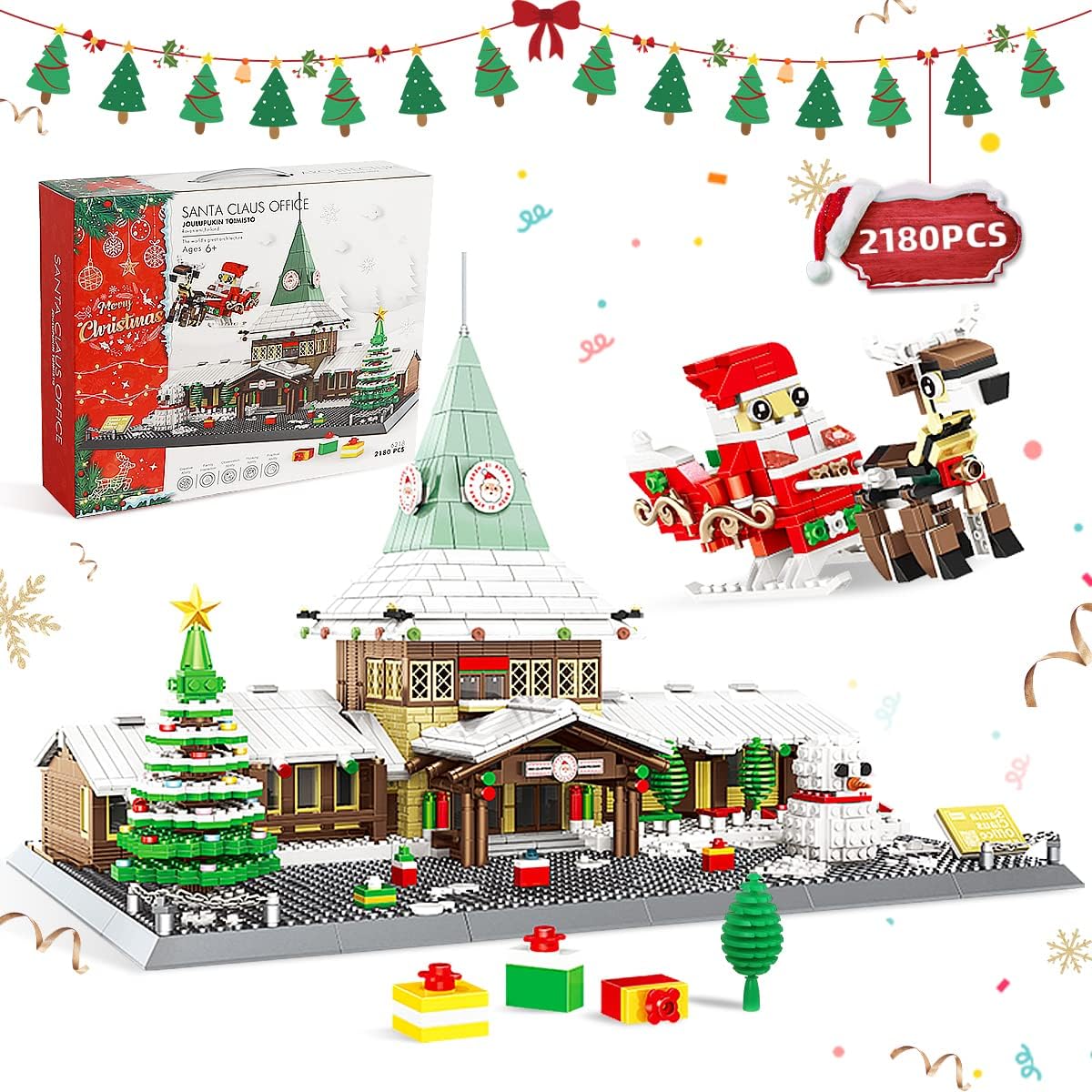 EREBJENH Christmas Building Blocks Set Santa Claus Office Engineering Toys Building Toys Model Sets and Construction Toys Ages 8+ Gifts for Boys or Girls/Adult Collection Lovers