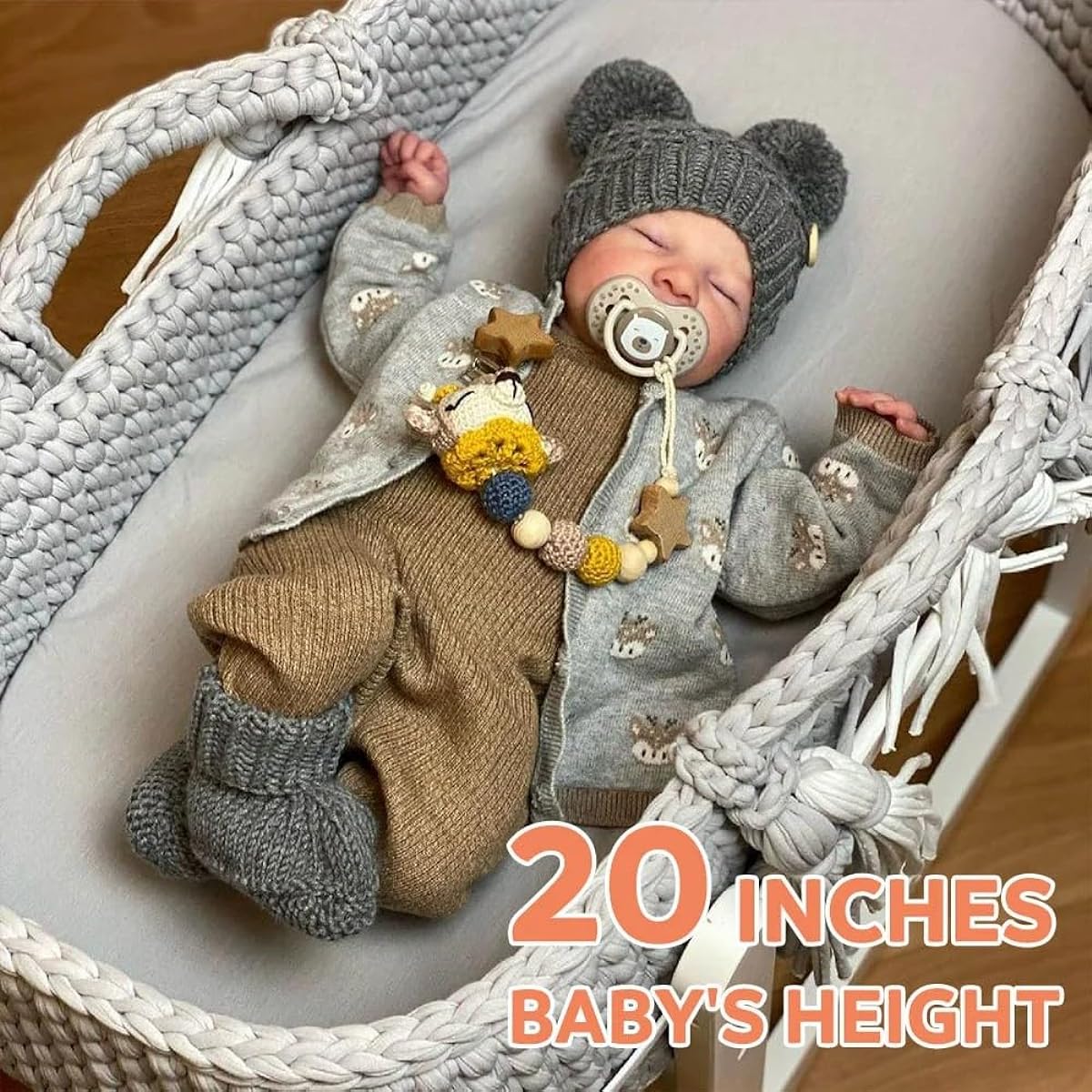 ADFO Realistic Reborn Baby Doll Boy - 20 Inch Realistic Soft Feeling Baby Doll Sleeping Real Life Baby Doll Anatomically Correct Newborn Doll Gift Toy for Ages 3+ Collection, Levi