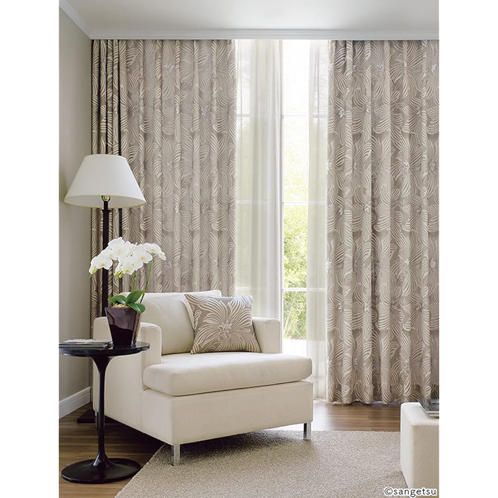 [Sangetsu] ELEGANCE Series Jacquard Fabric Curtains Flame Retardant Washable Chemical Cycle (For Double Doors) Double Folds Width 150cm x Length 140cm x 2 Pieces SC8121 SD4