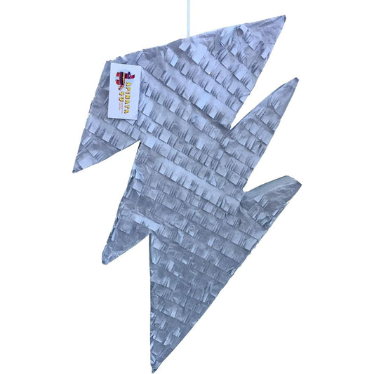 Apinata4u Lightning Bolt Pinata 23" Tall Silver Grey Color