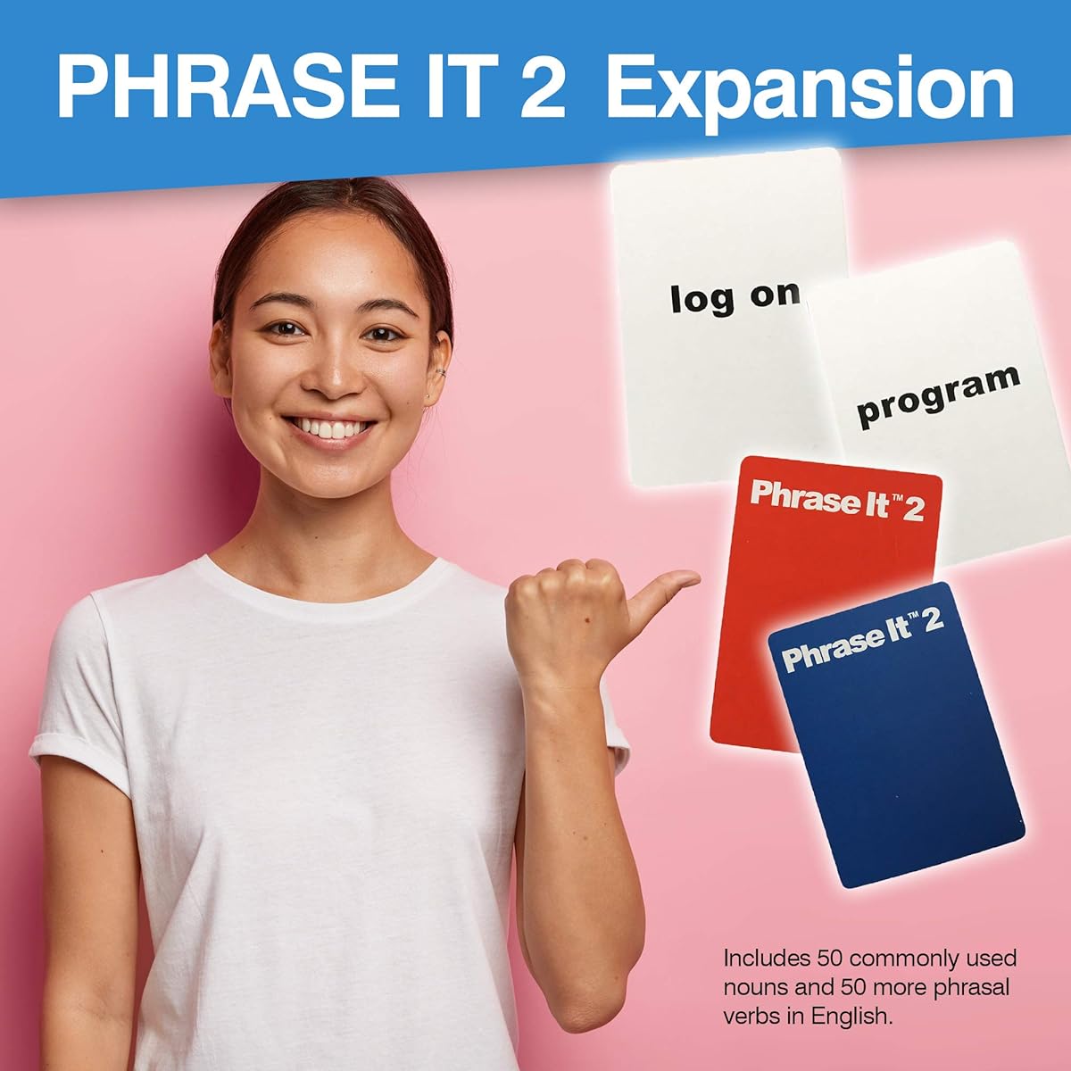 Phrase It 2 English Learning Card Game with Phrasal Verbs and Nouns - Educational Flashcards